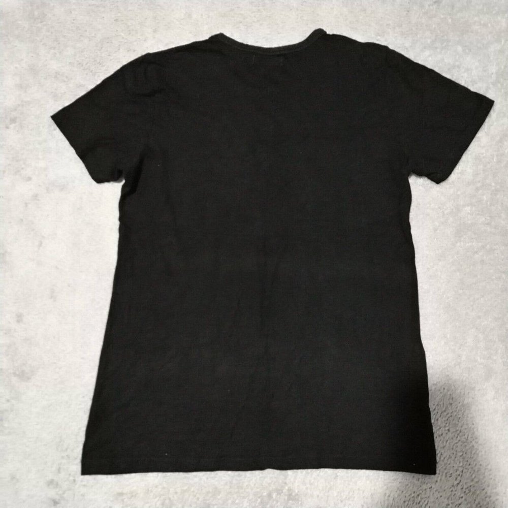 Vintage Moschino Jeans T Shirt Womens L Black Peace Embroidered Logo Graphic Top - Picture 12 of 14